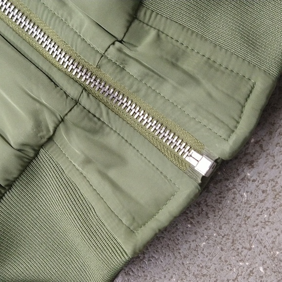 NEW! Girls' Cropped Bomber Jacket, Olive Green - art class - Picture 8 of 13